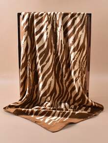 1 chiếc khăn quàng cổ dệt họa tiết da báo, thích hợp để sử dụng hàng ngày. - Cà phê nâu - Xem 3