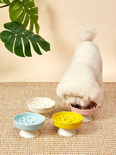 PETSIN 陶瓷慢食碗，加高猫碗，保护颈部，防倾倒，宠物食盆