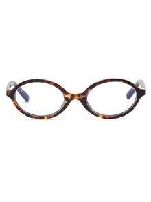 1 Pair Women's Leopard Print Oval PC Frame Retro Fashion Small Frame Casual Glasses - Multicolor - View 6
