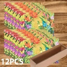 1/4/6/8/12 Stücke bunte bedruckte 2D-Muster Leinen waschbare Tischsets, schützende Tischsets für Innen-/Außengastronomie, geeignet für Feierlichkeiten, Küche