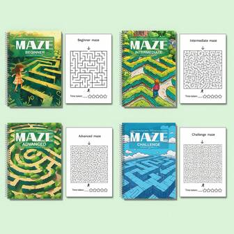 Maze Puzzle Workbook Collection, Progressive Labyrinth Practice From Simple To Complex, Clear Printed Mazes With Increasing Challenge Levels, Builds Focus Concentration Visual Tracking Spatial Reasoning And Problem-Solving Skills For Daily Brain Training