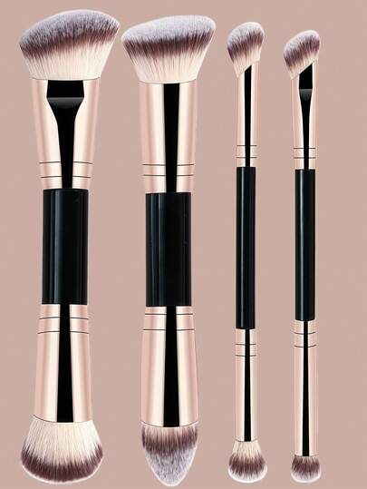 YZIMENG 4pcs Professional Dual-Ended Makeup Brush Set - Angled & Tapered Foundation Brush, Contour Brush, Blush Brush, Powder Brush, Eyeshadow Brush, Concealer Brush, Highlighter Brush, Blending Brush. Soft Fiber Brushes, Portable For Travel, Great Gift For Women And Girls.,Brush Set,Makeup Brush Kit,Make Up Brush Set,Make Up Set Complete,Makeup Brush Set,Complete Makeup Kit,Brush Kit,Brushes Makeup Set,Makeup Gift Set,Set