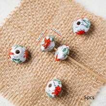 5pcs Delicate Hand-Painted Maple Leaf Series Ceramic Beads, Suitable For DIY Bracelets, Necklaces, Earrings, Phone Straps, Bag Charms, Jewelry Accessories, Loose Beads - Multicolor - View 11