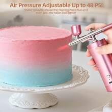 48PSI高压防堵塞喷笔套装，带压缩机 - 无线充电，包含0.25mm喷嘴和清洁刷，适用于美甲、化妆、绘画和蛋糕装饰