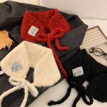 1pc Vintage Patch Label Knitted Ear Muffs, Women's Tie-Up Wool Ear Warmers With Ear Protection, Fashion Versatile Cold-Proof Ear Muffs, Autumn/Winter Outerwear Accessory - Multicolor - View 4