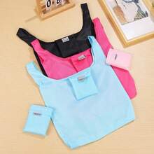 Folding Large Capacity Shopping Bag For Buying Groceries, Fabric Oxford Cloth Shopping Bag, Portable Supermarket Storage Bag - 天藍色 - 查看 3