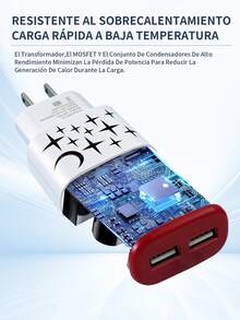 6 piezas Cargador Usb 2 Puertos Adaptador Clavija Enchufe Cubo De Carga Rápida De Usb Con Cargadores, 2 puertos USB, cable integrado de 1M con coneecion Micro para celular,Cargador de viaje para celular y quipos electrnicos, 3.1A. - 6 piezas - Ver 5