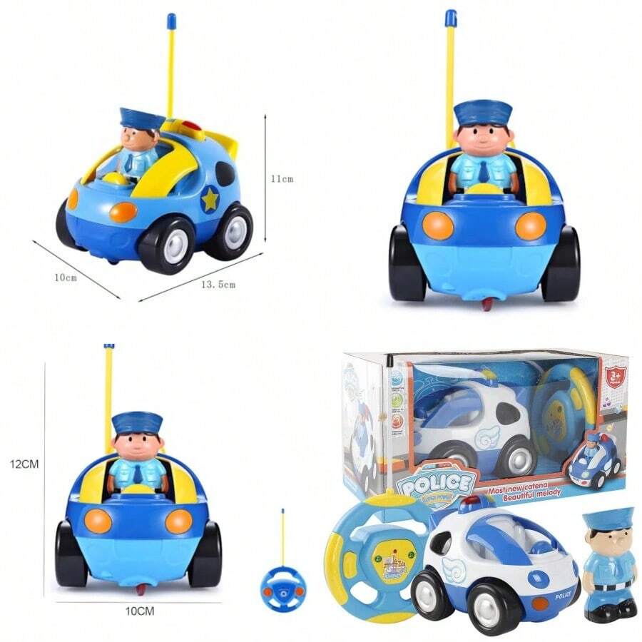 Juguete Coche de Control Remoto de policia Conductor Sonriente Volante facil de Manejar Colores Vivos Materiales duraderos para niñosDivertido, duradero y necesario para regalar a los niños - como en la foto - Ver 1