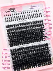 276pcs Fluffy DIY False Eyelash Clusters, D Curl, Mixed Density (60D-120D), 3 Styles Mixed, Includes Individual Lashes, 5/6/7/9/10/12/14/16/18mm Mixed, Can Create Cat Eye Or Natural Fluffy Lash Effect, Beginner Friendly - D - View 7