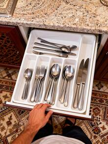 1pc Kitchen Spoon Holder, Utensil And Cutlery Rack, Flat Drawer Organizer Box For Knives Forks Chopsticks, In-Cabinet Cutlery Tray, Flat Utensil Organizer Tray, Drawer Knife Fork Spoon Separator, Cutlery Tray - Nhiều màu - Xem 8