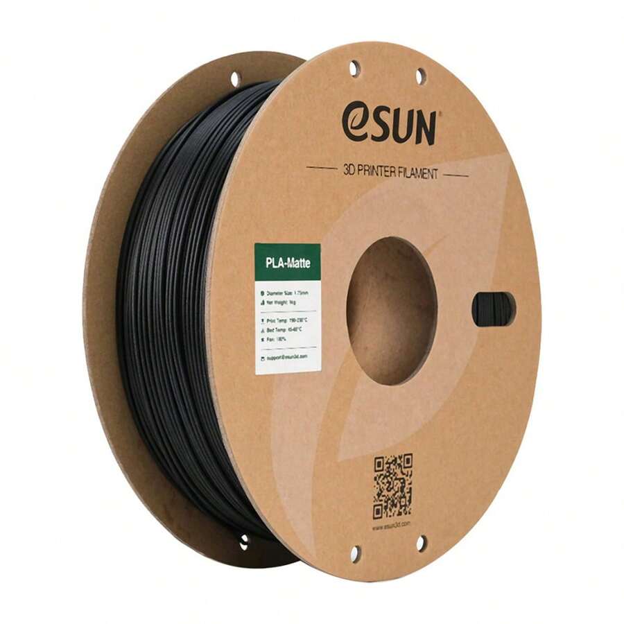 Matte Refill PLA Filament 1kg With Spool – Matte Surface – For 3D Printing Bambu Lab And Other Printers – ESUN, Shipping From Italy - PLA MATTE – Black - 查看 1