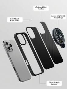 Phone Cover With Carbon Fiber PU Leather For 16 Pro Max/17 Pro Max, Mobile Case With Holder For Galaxy S25 Ultra, Stress Relief Gadget, Shockproof Phone Case For Ip13/14 6.1 Inch/Ip11 Phone Case Cover, Cool Stress Reliever Smartphone Cases , Fashion 16 Pro Case Mobile Cover, Galaxy A17/A56 Carbon Fiber Phone Case, Conque Redmi 15C Protection Case - Black - View 6