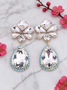 1对手工铜合金焊接几何形状水滴形玻璃水晶吊坠耳环（女士款） - 風格 - 查看 17