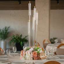 2Pcs 5 Arm Acrylic Floor Candelabra,45.7inch Tall Clear Transparent Taper Candle Holders For Weddings, Mother's Day Parties, Home Decor,Elegant Candlestick Holder Centerpiece Indoor Outdoor Use, Fit 0.82'' LED Candle - 燭台透明 - 查看 7