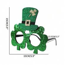 1 Peça Óculos de Trevo, Óculos Decorativos do Dia de São Patrício com Chapéu Verde e Armação de Trevo, Adequado para Feriados, Reuniões, Festas, Adereços de Foto - Multicolorido - Visão 3