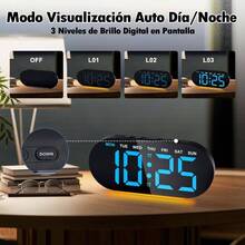 Reloj Despertador Digital con Luz Nocturna, Pantalla de inch para Bur, 3 Niveles de Brillo, Funcin Snooze, Fecha/Da, Temp, Cargador, Doble Alarma para Dormilones Profundosu200B - Azul - Ver 4