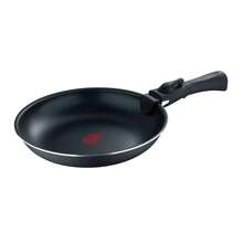 Bergner Click&Cook Juego de 2 Sartenes Ø22Ø26cm Aluminio prensado negro con Mango desmontable+Tabla de corte Redonda de 38x28x1,5cm en madera de haya - Negro 1 - Ver 4