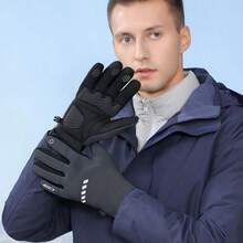 Guantes de invierno para hombres y mujeres, para clima frío, impermeables, para bicicleta de invierno para hombres, cálidos con visualización táctil, para ciclismo, conducción, motocicleta - Negro - Ver 3