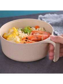 可爱带盖带把手面条碗餐具麦秆造型汤碗微波炉适用碗 1 套