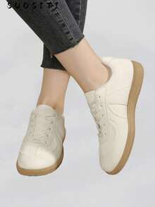 2025 Women's Autumn Casual Flat Soft Bottom Non-Slip Patchwork Outdoor Sports Shoes, Spring/Autumn - Beige - View 6