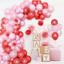 120Pcs Red And Pink Balloon Arch Kit,Pastel Pink And Red Balloon Garland Kit Pearl Pink Party Balloons Latex Balloons For Valentines Day Decorations Birthday Baby Shower Wedding - Multicolor - View 2