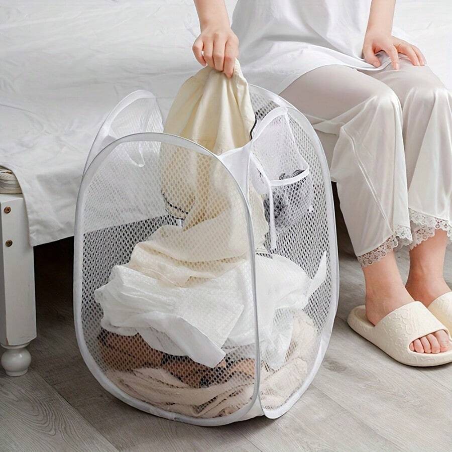 Foldable Laundry Basket, Portable Mesh Dirty Clothes Hamper, Home Storage Basket For Dirty Clothes - Multicolor - View 1