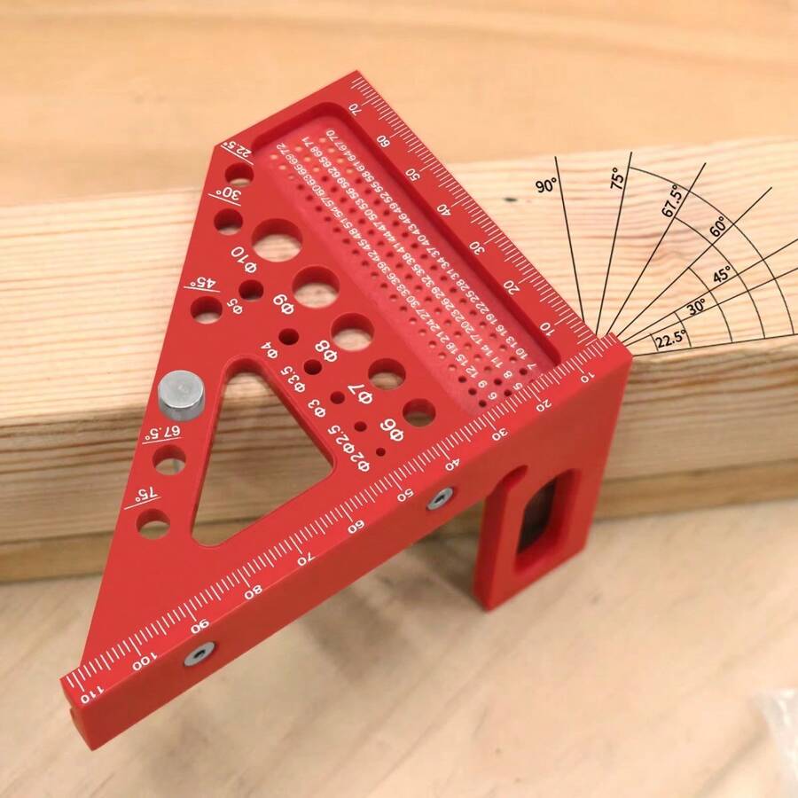 Transferidor combinado 3D multiangular em material ABS (1 unidade), ferramenta de medição e marcação de precisão adequada para marcenaria, carpintaria e construção civil. - Multicolorido - Ver 1