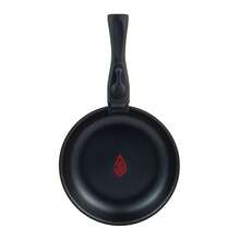 Bergner Click&Cook Juego de 2 Sartenes Ø22Ø26cm Aluminio prensado negro con Mango desmontable+Tabla de corte Redonda de 38x28x1,5cm en madera de haya - Negro 1 - Ver 5