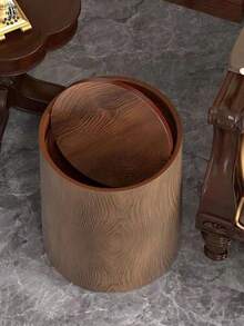 1pc Retro PP Trash Can, Kitchen Garbage Bin, Recycling Bin, Large Capacity Waste Basket For Bedroom, Living Room, Office - Multicolor - View 3