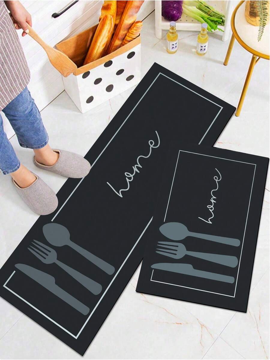1/2 Piezas Juego de Alfombras de Cocina con Patrón Geométrico - Alfombras, Adecuadas para Entrada, Sala de Estar, Lavandería y Baño - Perfectas para la Decoración del Hogar