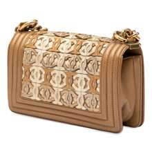 CHANEL Authenticated  PRE-OWNED Small Quilted Metallic Lamb-Skin Interwoven CC Boy Flap Bag - 棕色 - 查看 2