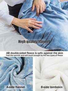 1pc Shark Pattern Hooded Blanket, Soft Flannel Shark Design Wearable Blanket, Available In Multiple Sizes Suitable For Different Heights - Multicolor - View 5