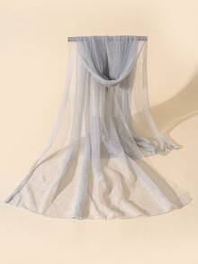 1pc Solid Color Polyester Shiny Scarf, Soft Shawl & Headscarf - Light Grey - View 2