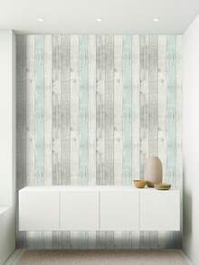 Artyuan 1 Roll Vintage Distressed Wood Grain Peel And Stick Wallpaper, Removable Self-Adhesive Wallpaper For Cabinets, Drawers, Indoor Wall Decor (17.53 Inches Wide X 32.8 Feet Long - Blue)