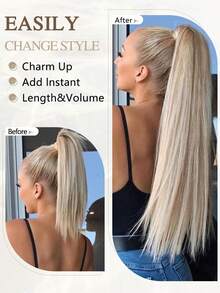 26 Inch 150g/Pack Synthetic Long Straight Hair Ponytail Extensions, Clip-In Ponytail Hair Piece, High Temperature Fiber Ponytail (Golden) - Gold - View 4