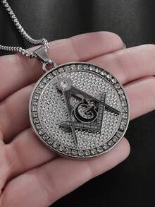 1pc Masonic Pendant Necklace - Stainless Steel, Unique Unisex Design, Hip Hop Punk Style Jewelry. Perfect Gift For Valentine's, Christmas, Birthday & Anniversary. - Fashion - View 2