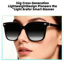 SENBONO Smart Wireless Glasses, Music Playback And Wireless Calling - AI Voice Assistant, HD Stereo Dual Speakers, Compatible With Android And IOS, Indoor/Outdoor Use, Fashionable And Durable Design, Unisex, Multifunctional Glasses For Gaming, Conferences, Music, Calls, Driving, Great Gift - Unisex - Black - View 2