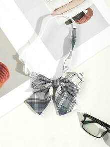 1pc Women's Preppy Style Bowknot Necktie, Suitable For School Uniform, Party, Daily Wear For Dress For Christmas Decor - 卡其色領結 - 查看 6