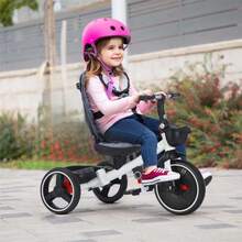 UBRAVOO Baby Tricycle Foldable With Adjustable Parent Handle, Safety Harness, Wheel Brakes And Removable Canopy, Stroller Bike Gift For Toddlers 10-60 Months - Blue - View 2