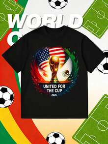 Unidos por la Copa, Camiseta con Diseño del Trofeo de la Copa Mundial, EE. UU., Canadá, México 2026 - Negro - Ver 2