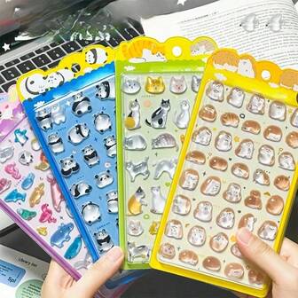 1 st tecknad 3D-präglad klistermärke, 3D-kul kristallbubbelklistermärke, dekorationsmaterial för barnkonton, alla hjärtans dag-present