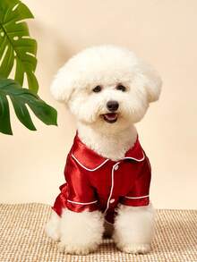 PETSIN A Pet Non Stretchy, Lightweight, Breathable And Comfortable Home Sleepwear Suitable For Small Dog Breeds Such As Teddy Bears To Wear All Year Round (The Product Is Slightly Smaller, It Is Recommended To Purchase 1-2 Sizes Larger, Please Choose Carefully For Other Dog Breeds) - Burgundy - View 8