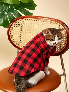 PETSIN 1pc Grid Patterned Shirt Suitable For Cats And Dogs In Spring And Summer