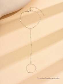 1 pieza Anillo pulsera de cadena con cuentas de estilo minimalista y elegante para mujeres, apto para uso diario (hecho a mano, cantidad aleatoria, evitar el agua) - Plateado - Ver 5