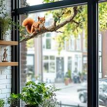 1片逼真动物图案装饰窗贴 - 静电吸附玻璃贴纸，树枝图案，可移除且不留残胶 - 适用于家庭、办公室、咖啡馆等场所 - 易于粘贴在玻璃表面 - 彩色 - 查看 14