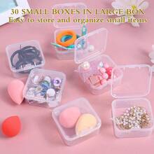 Organizador de plástico transparente con 31 ranuras y tapas con bisagras - Contenedor de almacenamiento portátil para manualidades, joyería, arte de uñas y piezas pequeñas - Multicolor - Ver 2