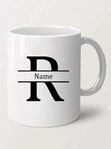 1pc, 11oz Personalized Letter Name Custom Coffee Mug - Designed Customized Cup, Ceramic Mug, Unique Novelty Mug, White Tea Cup, Personalized Letter Name Custom Coffee Mug - Designed Customized Cup, Summer & Winter Drinkware, Birthday Gift, Family Gathering Gift, Holiday Gift, Mildew Resistant, Reusable, Elegant, Cute, Modern