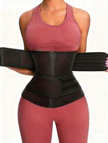 1pc Waist Trainer, Sweat Enhancing, Postpartum Shaping, Dual Waist Belt With Zipper, Waist Cincher - 彩色 - 查看 2