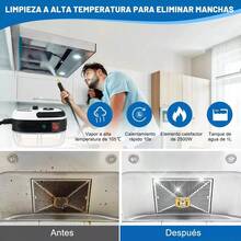 Limpiador a vapor portátil de 2500 W Máquina de limpieza a vapor presurizado de alta temperatura con cabezales de cepillo para muebles de cocina, baño y coche, ideal para limpiar paredes, placas de cocina, hornos microondas, lavadoras, frigoríficos y mucho más. De uso generalizado en cocinas, baños, muebles y coches. - Blanco - Ver 8