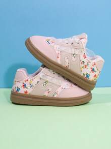 1 Pair Kids Boys/Girls Back To School Canvas Sneakers, Fashionable & Stylish, Anti-Slip , Suitable For Playing, Walking, Running, Cycling, Tennis - Pink - View 2